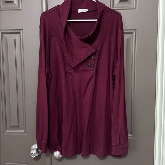 Burgundy Button-Up Sweater - Picture 2 of 2